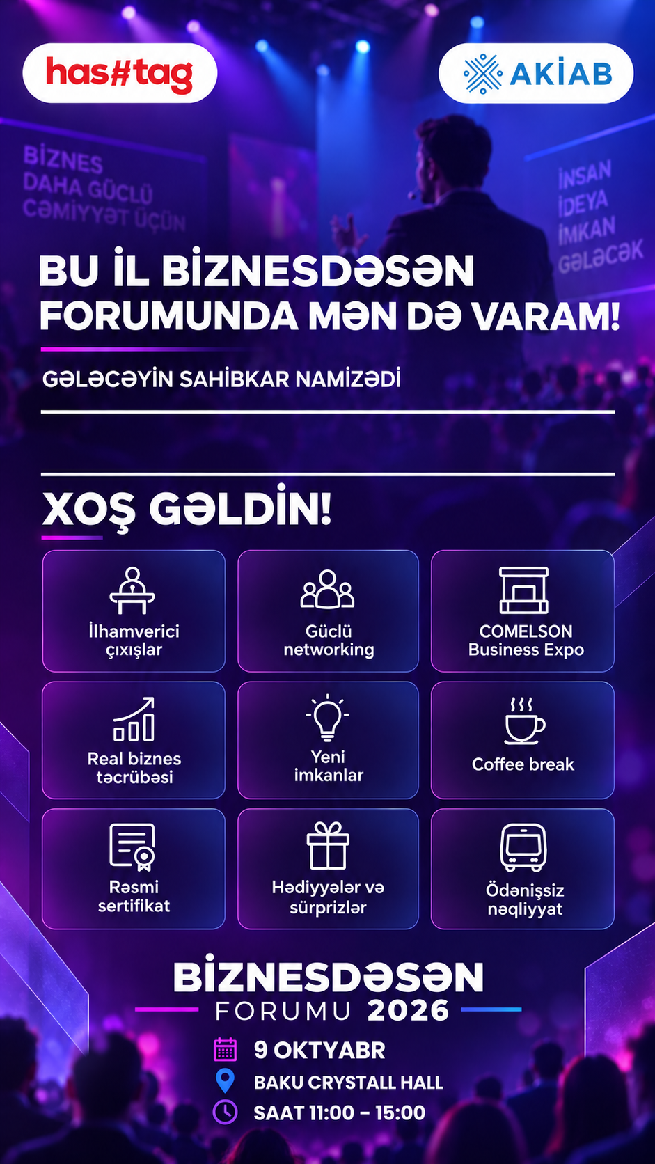 BiznesdəSƏN Forumu 2026 — 9 oktyabr, 11:00–15:00, Baku Crystall Hall