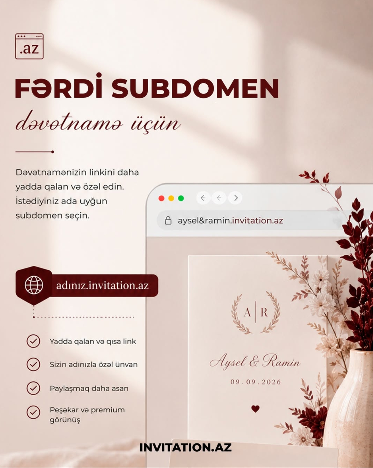 Artıq rəqəmsal dəvətnamənizi daha fərdi və yaddaqalan edə bilərsiniz.