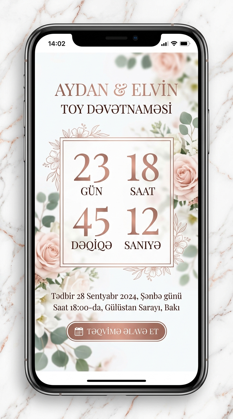 Toya Qədər Neçə Gün Qaldı? Dəvətnamələrdə Canlı Sayğac (Countdown Timer) və Təqvim Xatırlatması Bələdçisi