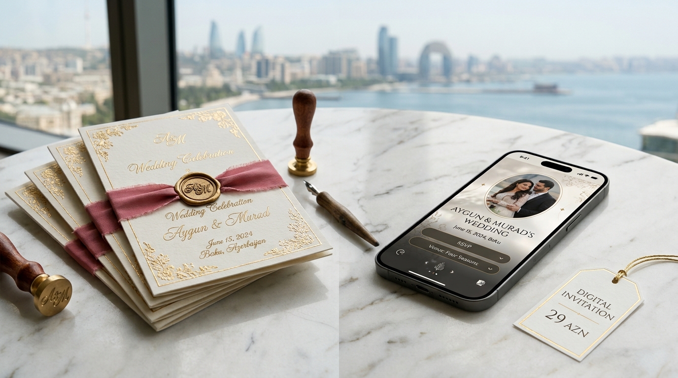Wedding Invitation Prices in Baku (2026): Paper Printing vs Digital Invitations from 29 AZN