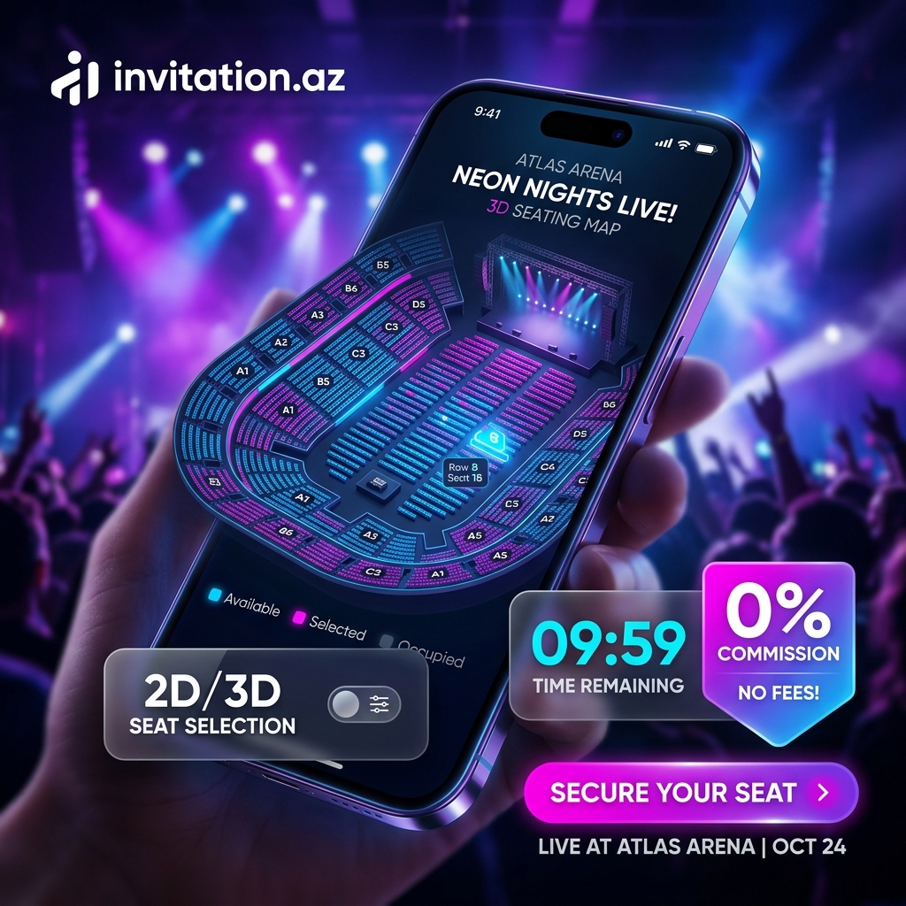 Concert Electronic Ticketing & Seating Chart: 2D/3D Seat Picker, 10-Minute Cart Lock and 0% Commission